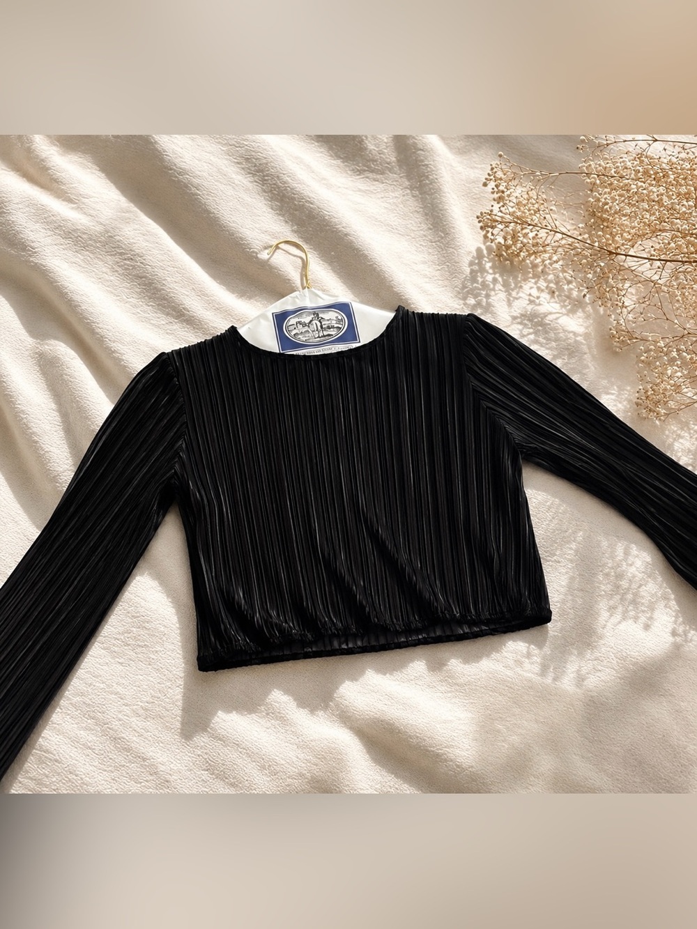 Elegant Black Pleated Women's Top